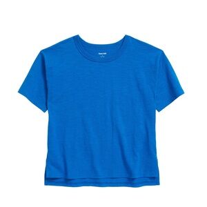 Open edit short sleeve box t-shirt organic cotton blue azure size 3 💙